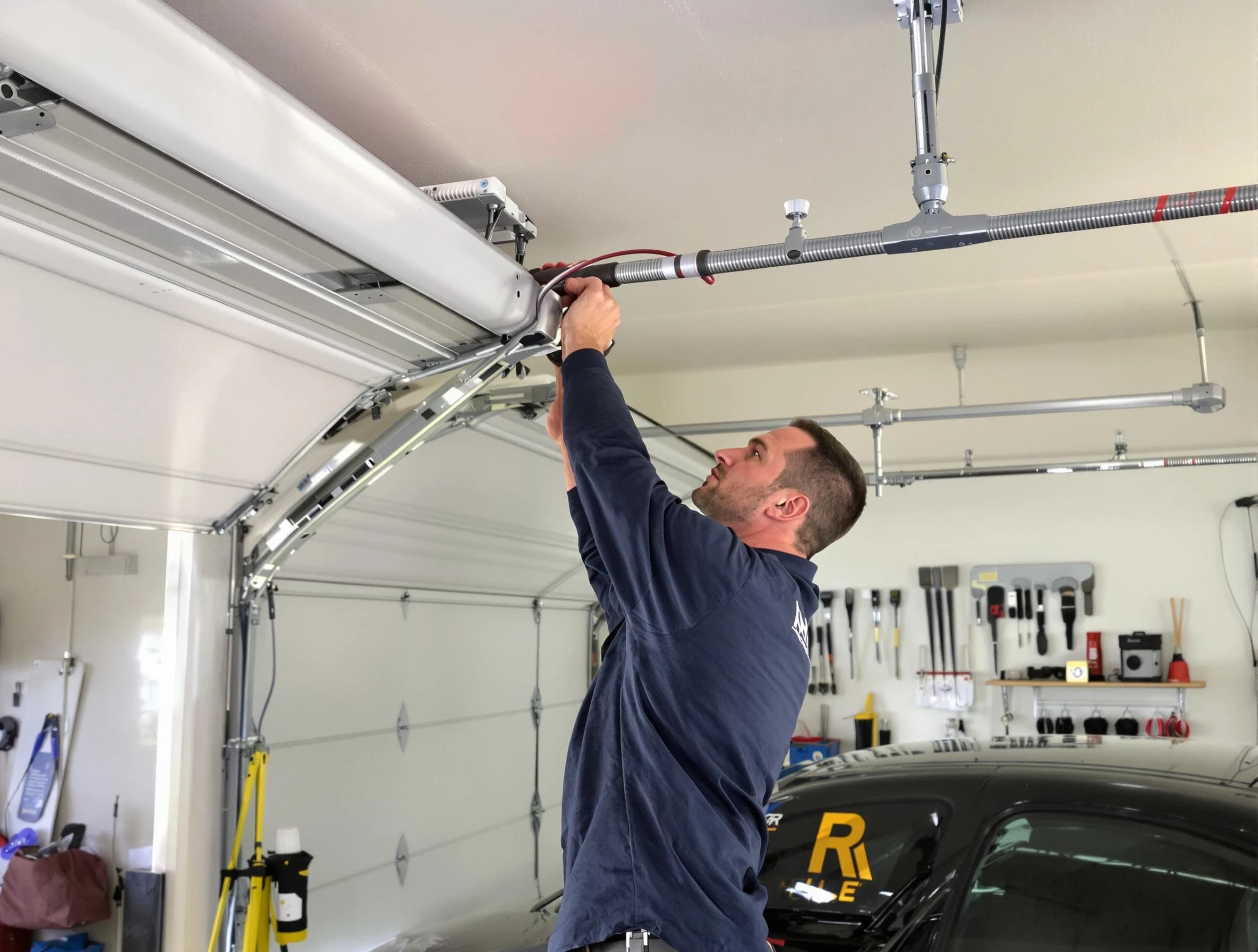 Adams Garage Door Repair technician performing garage door cable repair in Adams
