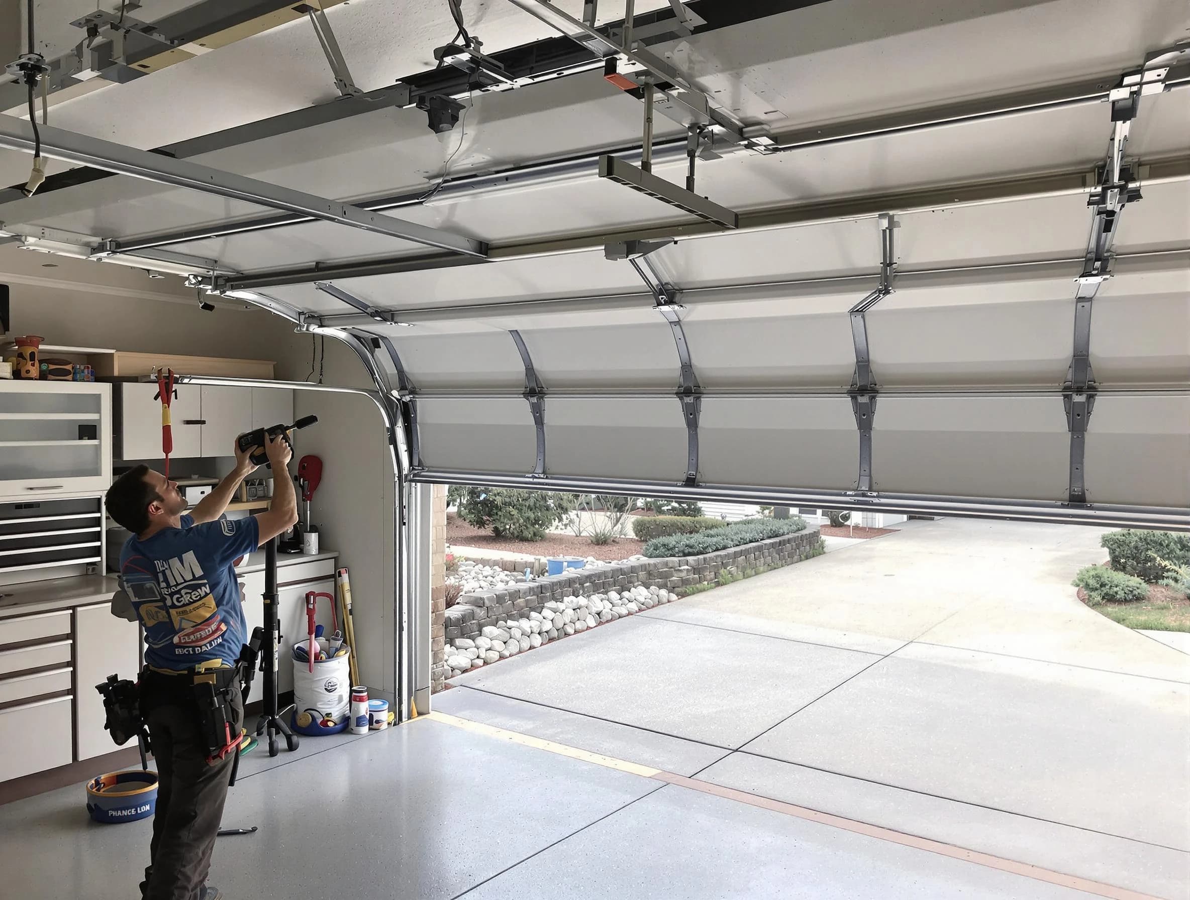 Garage door track repair service by Adams Garage Door Repair in Adams