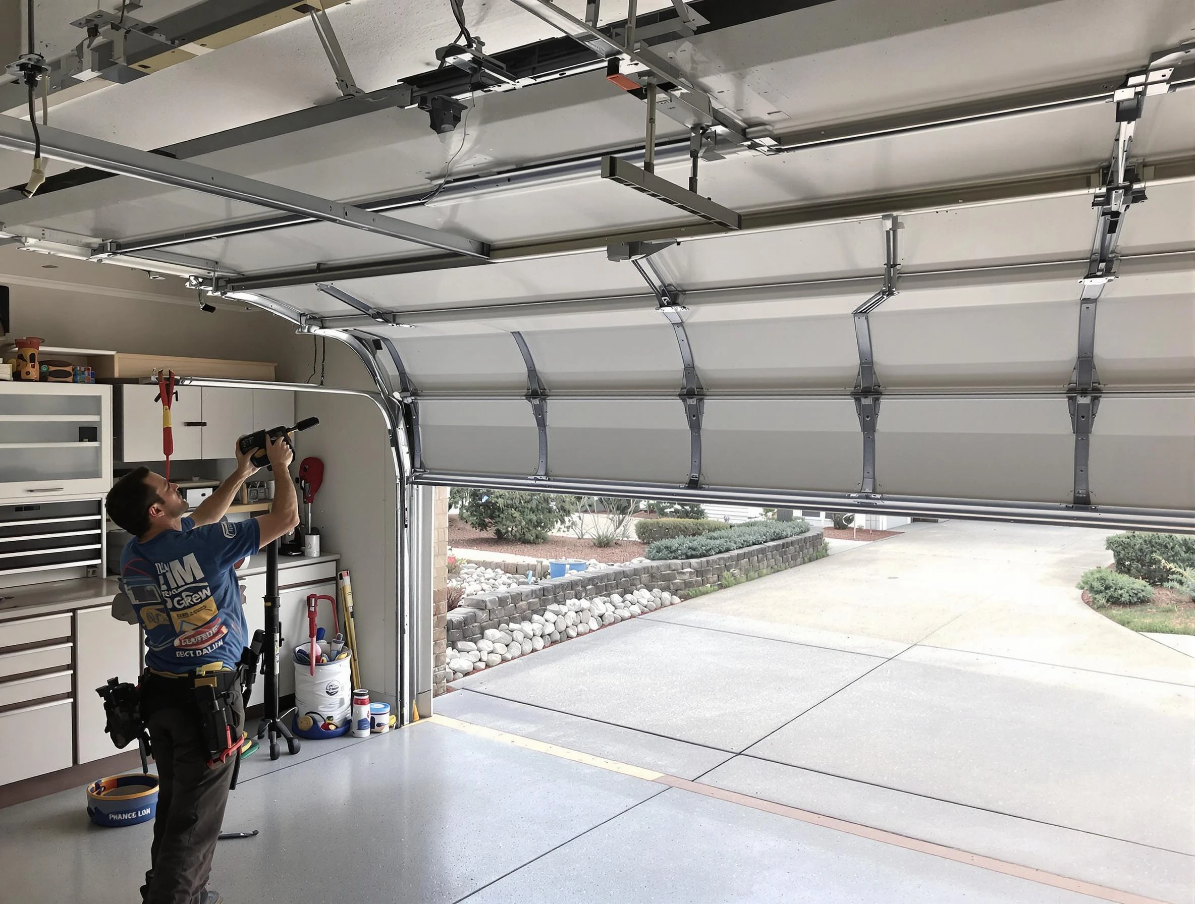 Garage door track repair service by Adams Garage Door Repair in Adams